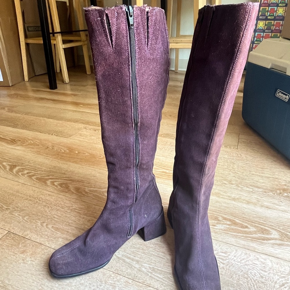 Suede Purple Knee-High Women's Boots
